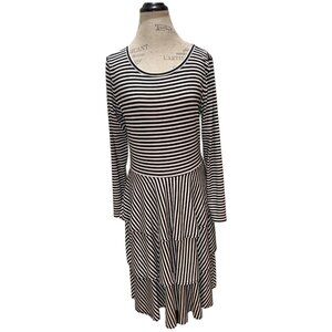 NWOT LuLaRoe Georgia Black & White Striped LS Tiered Stretch Dress XL Women's XL